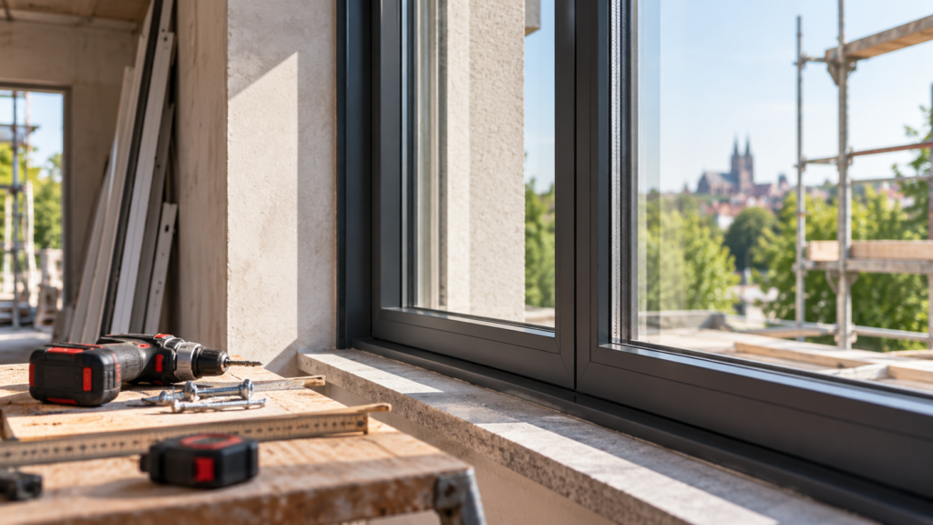 Arbeitsplatz bei der Fenstermontage für Tischler und Fensterbauer in Münster | Tischler Jobs Münster